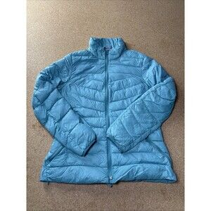 Lands End Womens Down Puffer Jacket Peacock Blue Green Sz M 10-12 B3